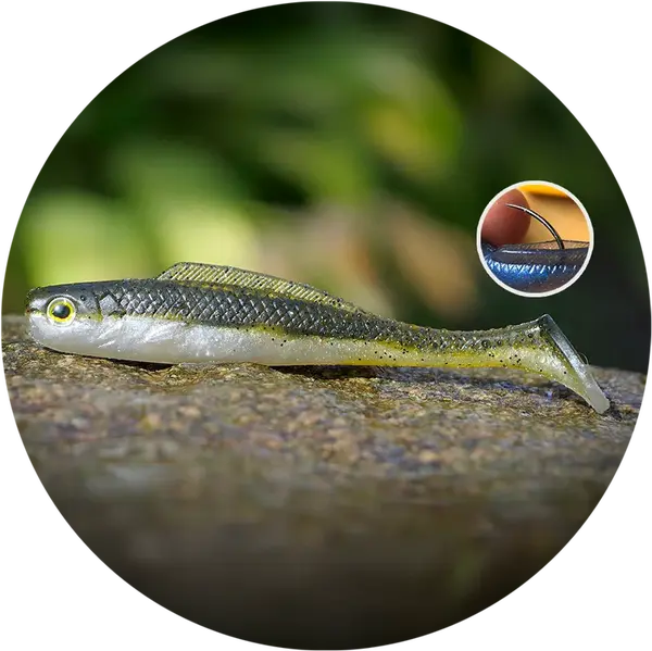 Redbass gumová nástraha ripper kicker olive/silver - l 100 mm