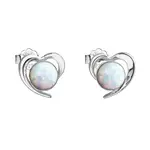 Evolution Group - Pavona Stříbrné náušnice srdíčka s bílými syntetickými opály 31259.3 white