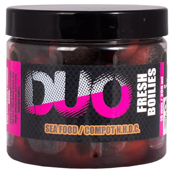 Lk baits boilie duo x-tra fresh sea food/compot nhdc - 200 ml 18 mm