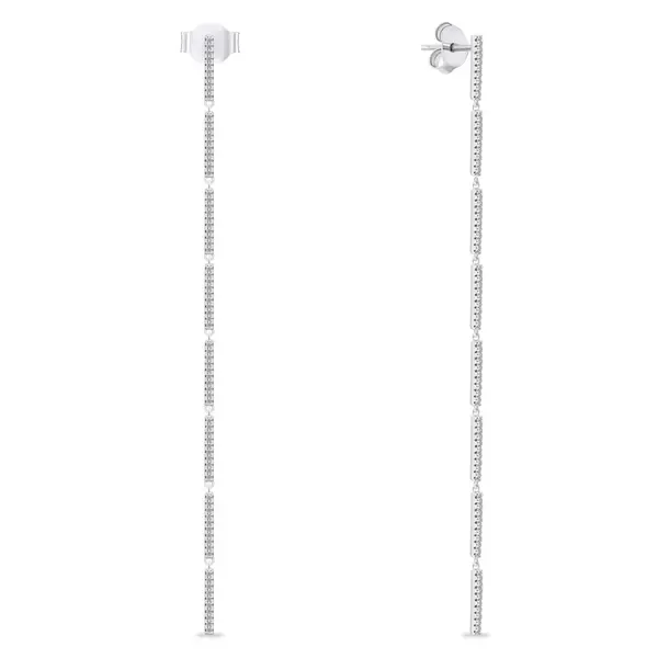 Brilio Silver Dlouhé stříbrné náušnice s čirými zirkony EA1010W