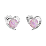 Evolution Group - Pavona Stříbrné náušnice srdíčka s růžovými syntetickými opály 31259.3 lt.rose