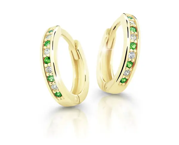 Cutie Jewellery Půvabné kruhové náušnice ze žlutého zlata C3342-80-X-1 zelená