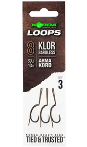 Korda hotové montáže loop rigs klor barbless - háček 8 nosnost 30 lb