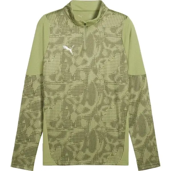 Puma TEAMCUP TRAINING 1/4 ZIP TOP Pánská sportovní mikina, zelená, velikost