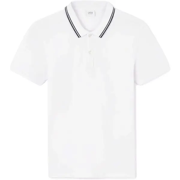 CELIO LEPRIME Pánské triko s límečkem, bílá, velikost
