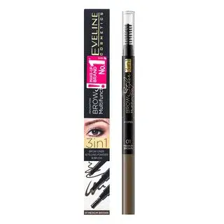 Eveline Brow Styler Multifunction 3in1 Sada na úpravu obočia 01 Medium Brown