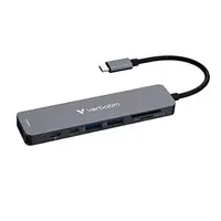 Verbatim 32158, USB-C víceportový rozbočovač Essentials 7-port, 32158, šedý, délka kabelu 18cm, USB-C 3.2 Gen 1, USB-C PD, 2 x USB-A 3.2