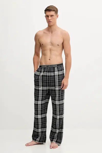 Pyžamové nohavice Tommy Hilfiger čierna farba, vzorované, UM0UM03815
