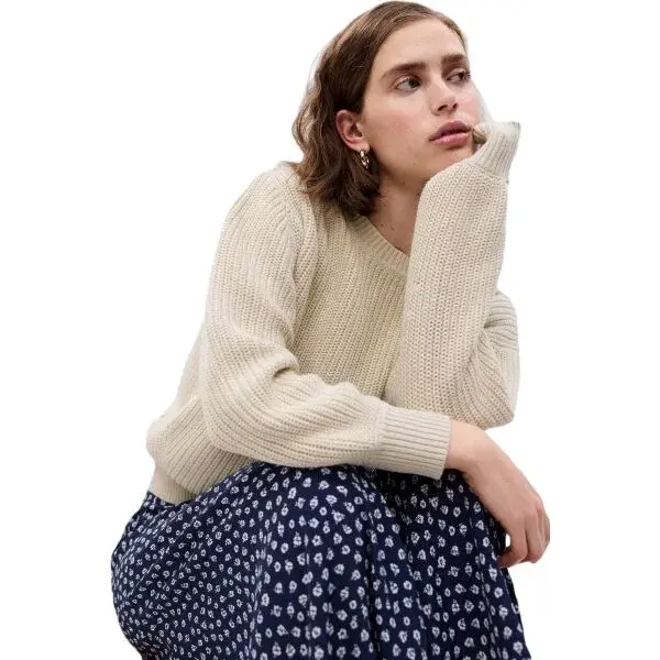 GAP CLASSIC COTTON CREW Dámský svetr, béžová, velikost