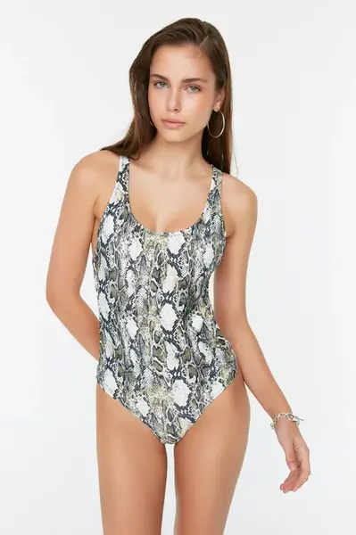 Plavky Trendyol Brown Snake Print