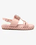 Resti Women's light pink sandals with a decorative Govy buckle - Footwear