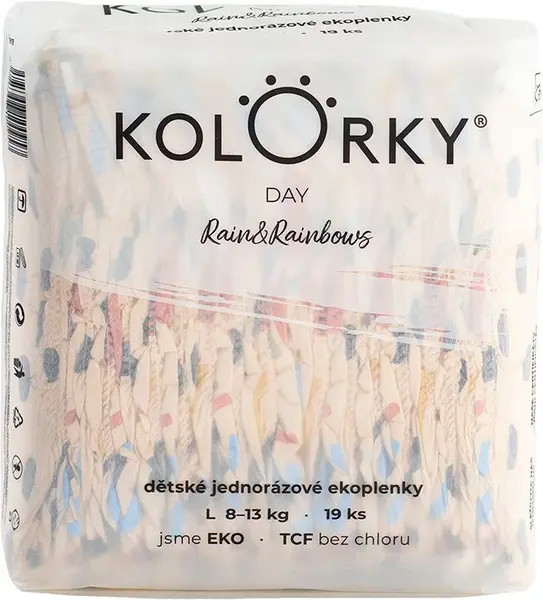 KOLORKY DAY Dážď a dúhy veľ. L (8-13 kg) 19 ks