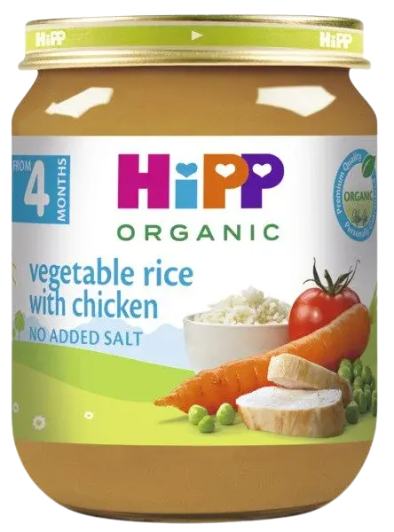 HIPP BIO Zelenina a ryža s kuracím mäsom 125 g