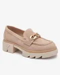Resti Eco-suede moccasins with gold decoration in light brown Zaffix- Footwear