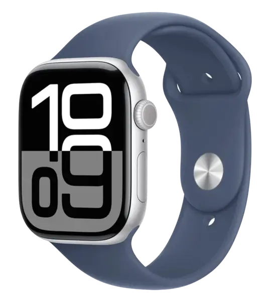 APPLE Watch Series 10 GPS 46mm Silver Aluminium Case with Denim Sport Band - M/L