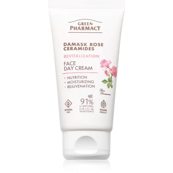 Green Pharmacy Damask Rose & Ceramides Face Cream denný krém na tvár s intenzívnou výživou 50 ml