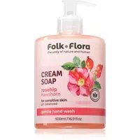Folk & Flora Rosehip & Hawthorn krémové tekuté mydlo pre citlivú pokožku 500 ml