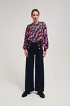 Marisse Wide Leg Jeans With Decorative Buttons, Navy Blue