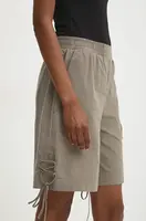 Bavlněné šortky Answear.LAB zelená barva, hladké, high waist