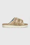 Semišové pantofle UGG Goldencoast Strap Slide pánské, béžová barva, 1142730