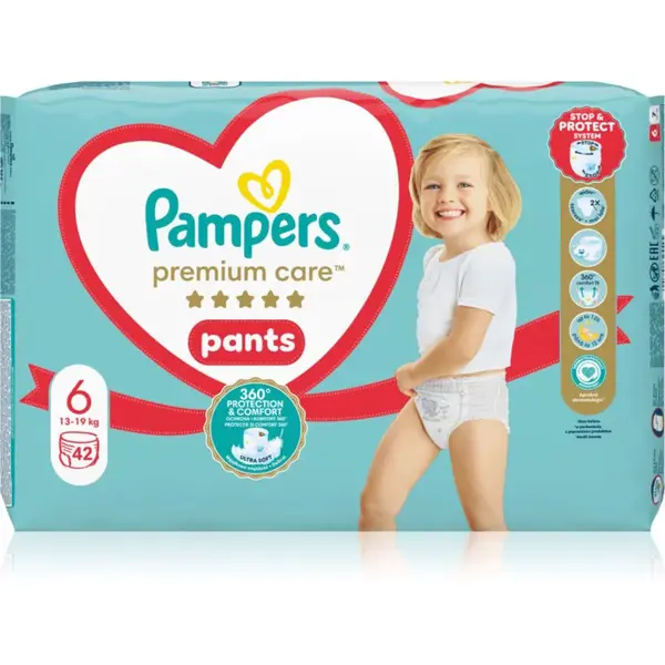 Pampers Premium Care Pants Size 6 jednorázové plenkové kalhotky 13-19 kg 42 ks