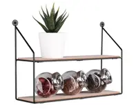 Nástenná polica Nia, čierny kov/drevo, 35 cm%