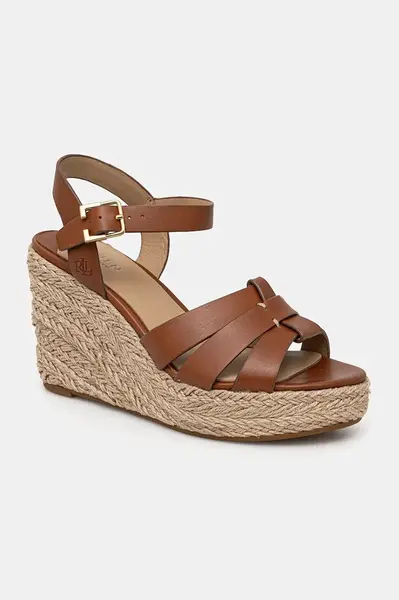 Kožené sandály Lauren Ralph Lauren Soffia Espdr hnědá barva, 802953961001