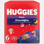 HUGGIES Dětské plenky Overnights Pants 6 velikost 15-25 kg 22 kusů