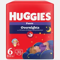 HUGGIES Dětské plenky Overnights Pants 6 velikost 15-25 kg 22 kusů