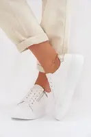 Kožené dámské mokasíny se zipem bílé Althea