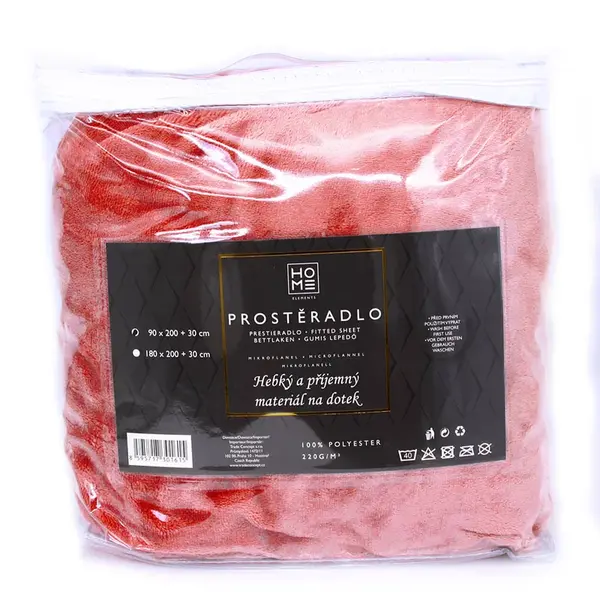 HOME ELEMENTS Prostěradlo mikroflanel červené 90 x 200 cm