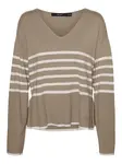 VERO MODA Sveter 'HAPPINESS'  krémová / hnedá