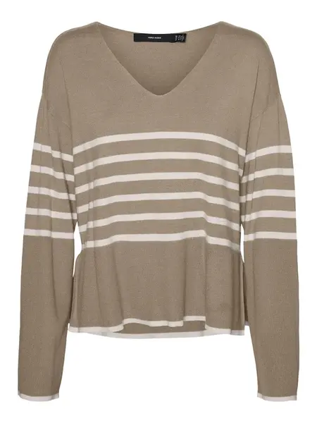 VERO MODA Sveter 'HAPPINESS'  krémová / hnedá