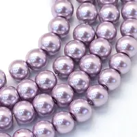 Baking Painted Pearlized Glass Pearl Round Bead Strands