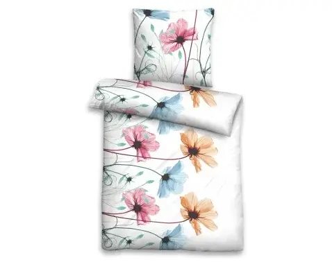 Mikrosaténové povlečení Flora, květované, 140x220 cm