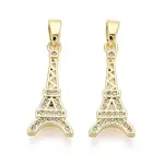 Brass Micro Pave Clear Cubic Zirconia Pendants