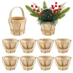 10Pcs Wooden Apple Flower Baskets with Handle