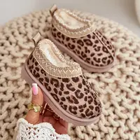 FR1 Sněhule Dětské Kotníkové Boty S Tygrím Vzorem Na Platformě Zateplené Kožíškem Hnědé Vilabria