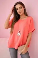 Kesi Włoski Mušelínová blúzka s náhrdelníkom malina