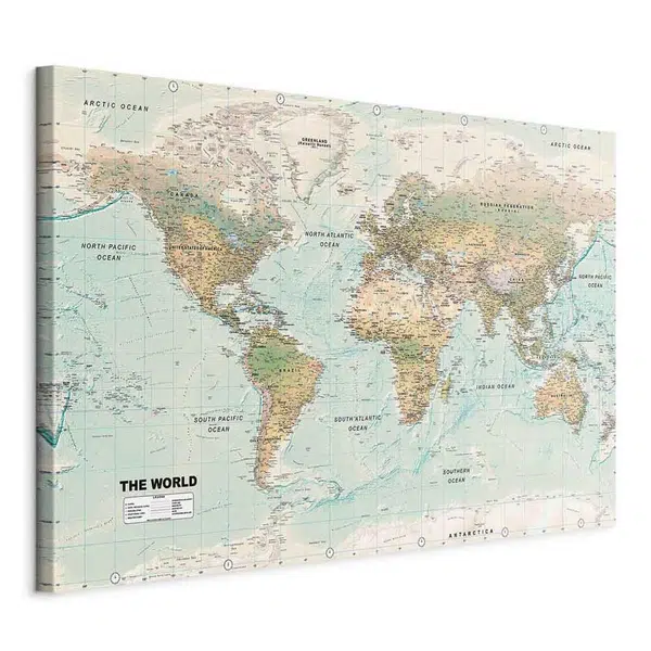 artgeist MALBA NA PLÁTNĚ, mapa světa, 120/80/1,2 cm