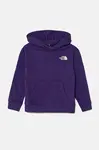 Dětská mikina The North Face VERTICAL GRAPHIC OVERSIZED HOODIE fialová barva, s kapucí, s potiskem, NF0A89HDNL41