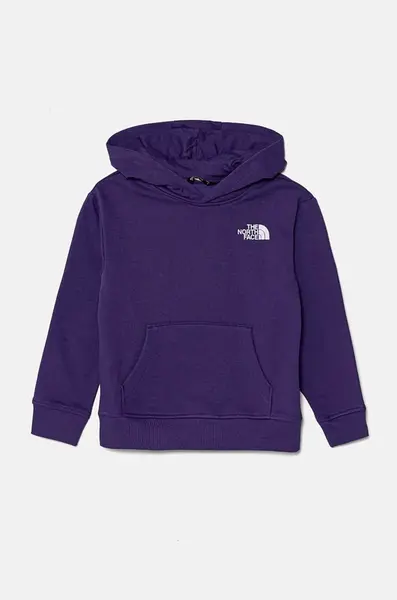 Dětská mikina The North Face VERTICAL GRAPHIC OVERSIZED HOODIE fialová barva, s kapucí, s potiskem, NF0A89HDNL41