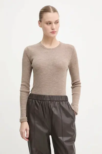 Vlněné tričko s dlouhým rukávem Day Birger et Mikkelsen Mariana béžová barva, DAY65243602