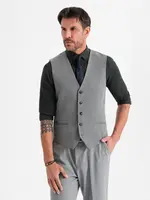 Ombre Elegant men's SLIM FIT herringbone vest - grey