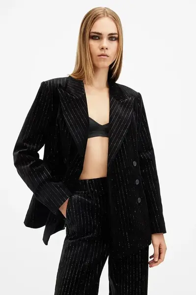 Bavlněné sako AllSaints SEVENH černá barva, W026QB