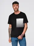Ombre Men's cotton t-shirt with graphic print - black