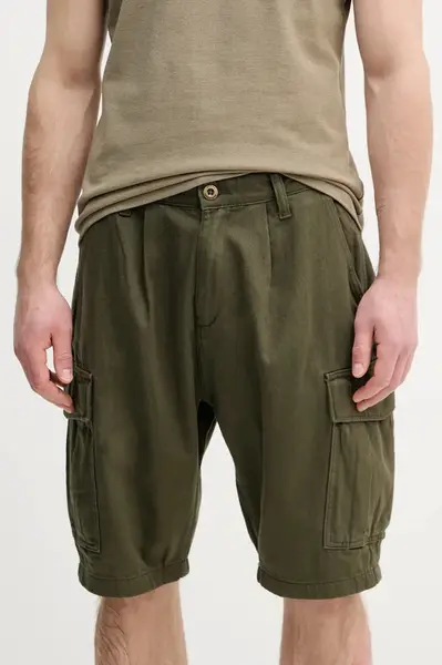 Bavlněné riflové kraťasy Alpha Industries Aircraft zelená barva, 146250