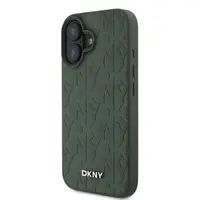 Zadní kryt DKNY PU Leather Grid Pattern Magsafe pro Apple iPhone 16, zelená