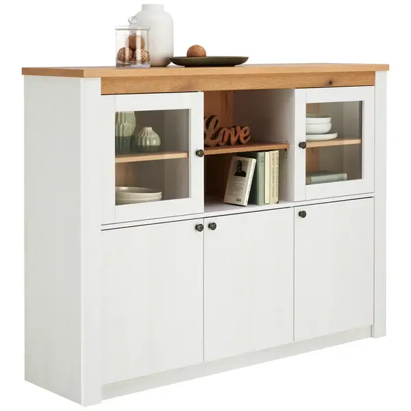 Landscape VITRÍNA, bílá, barvy modřínu, 155/118/42 cm