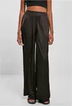 Women's satin wide trousers black